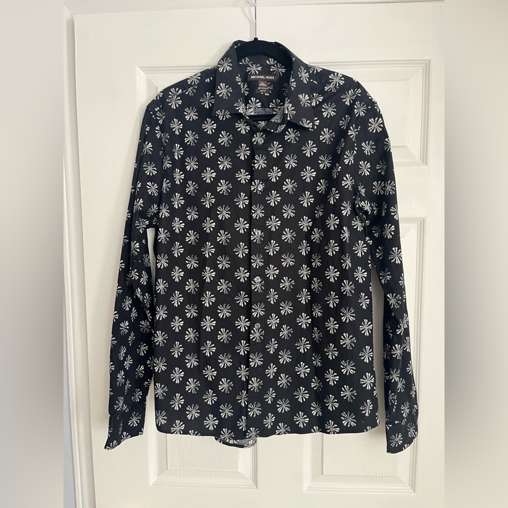 Michael Kors Black Shirt with White Floral Pattern